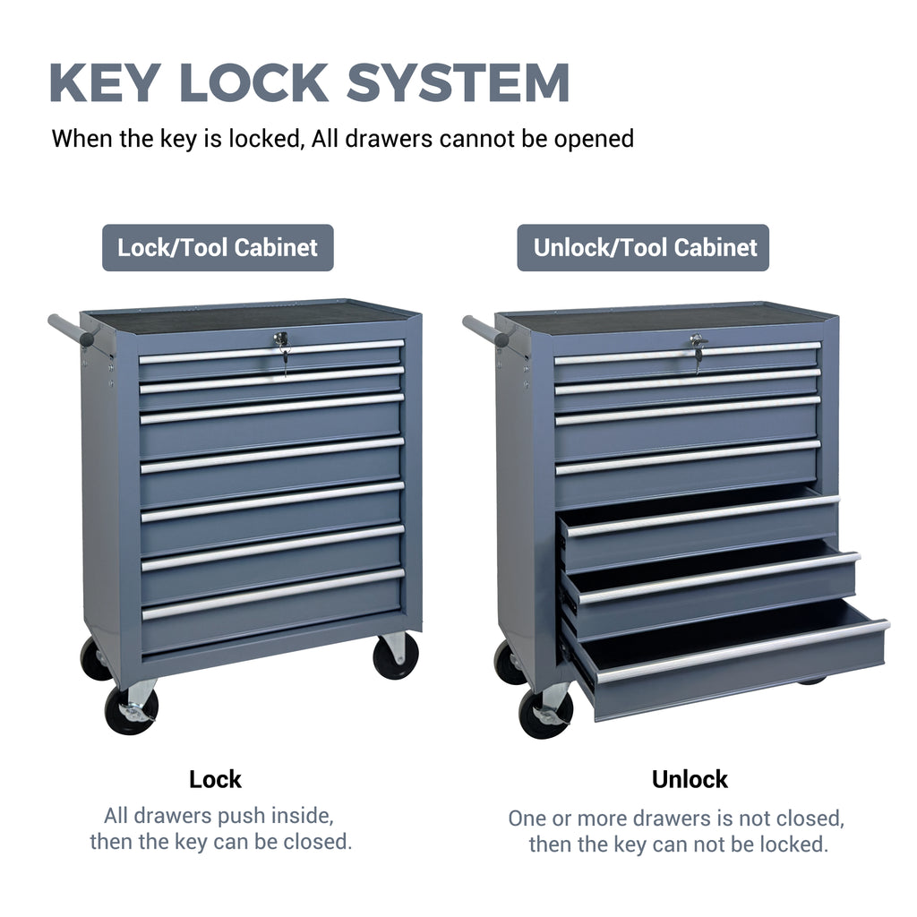 Roulement de coffre à outils avec boîte à outils 7-Drawer avec roues Multifonctionnel Tool Cart Mécanique T