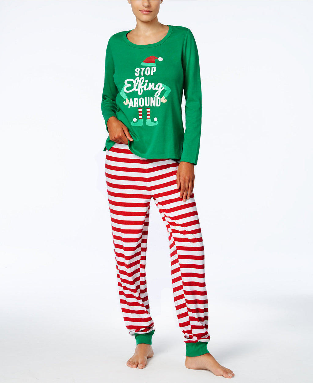 Costume parent-enfant de Noël STOP Elfing AROUND service à domicile imprimé