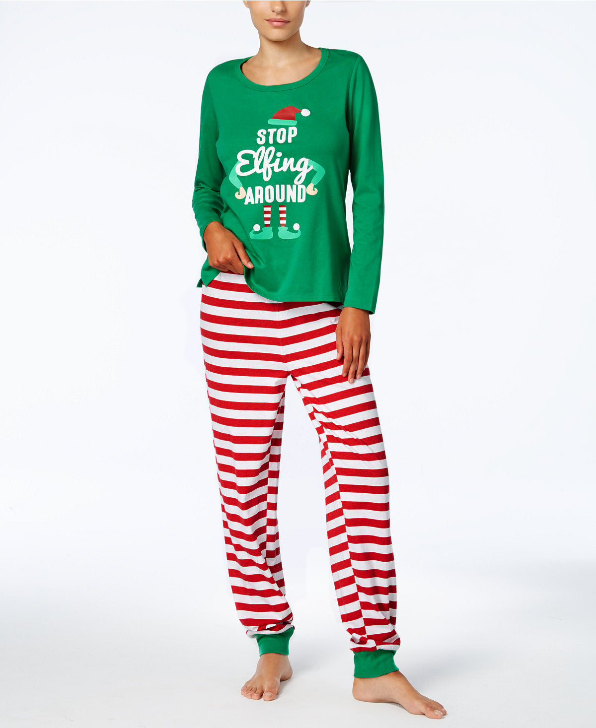 Costume parent-enfant de Noël STOP Elfing AROUND service à domicile imprimé