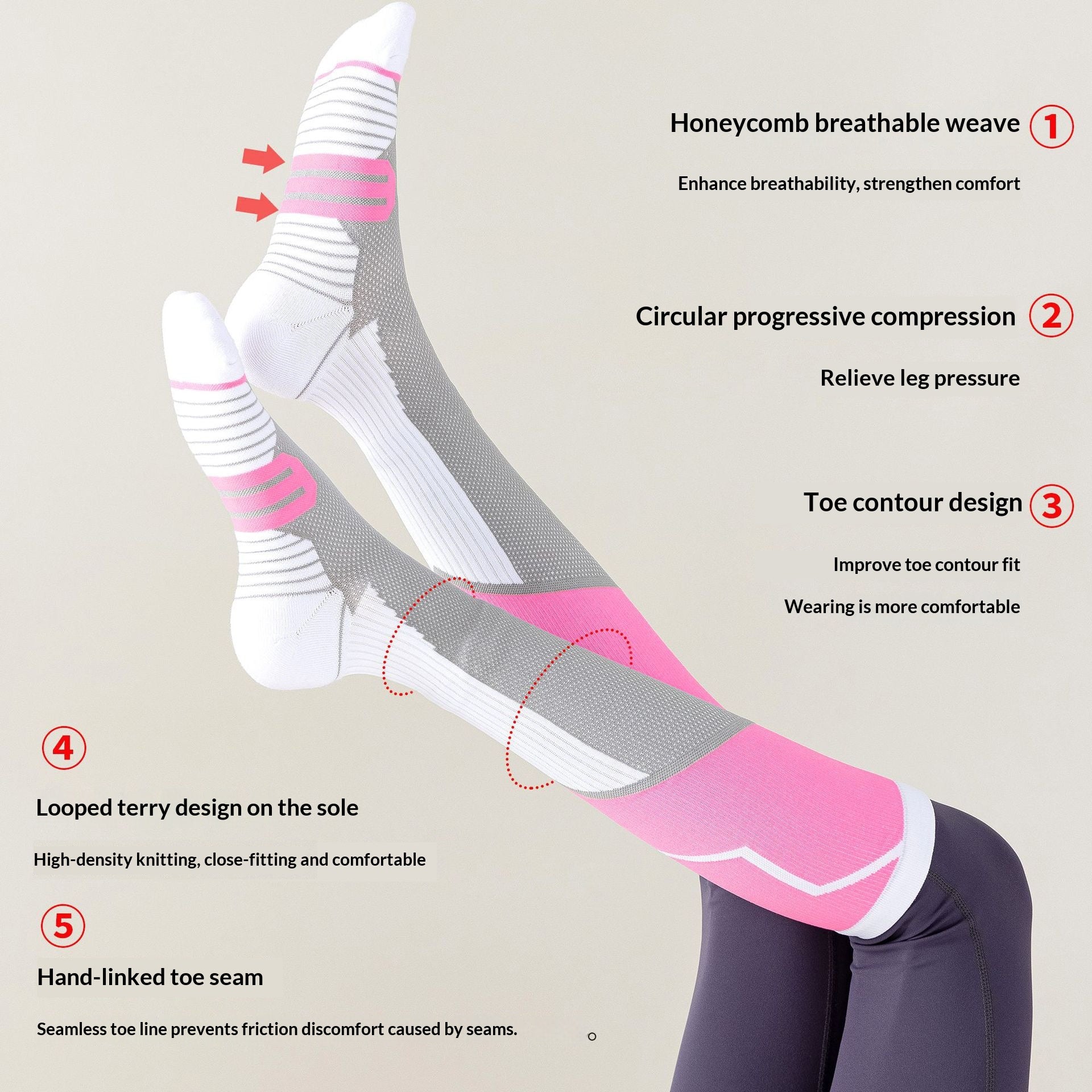 Chaussettes à compression longue pour le cyclisme et le fitness