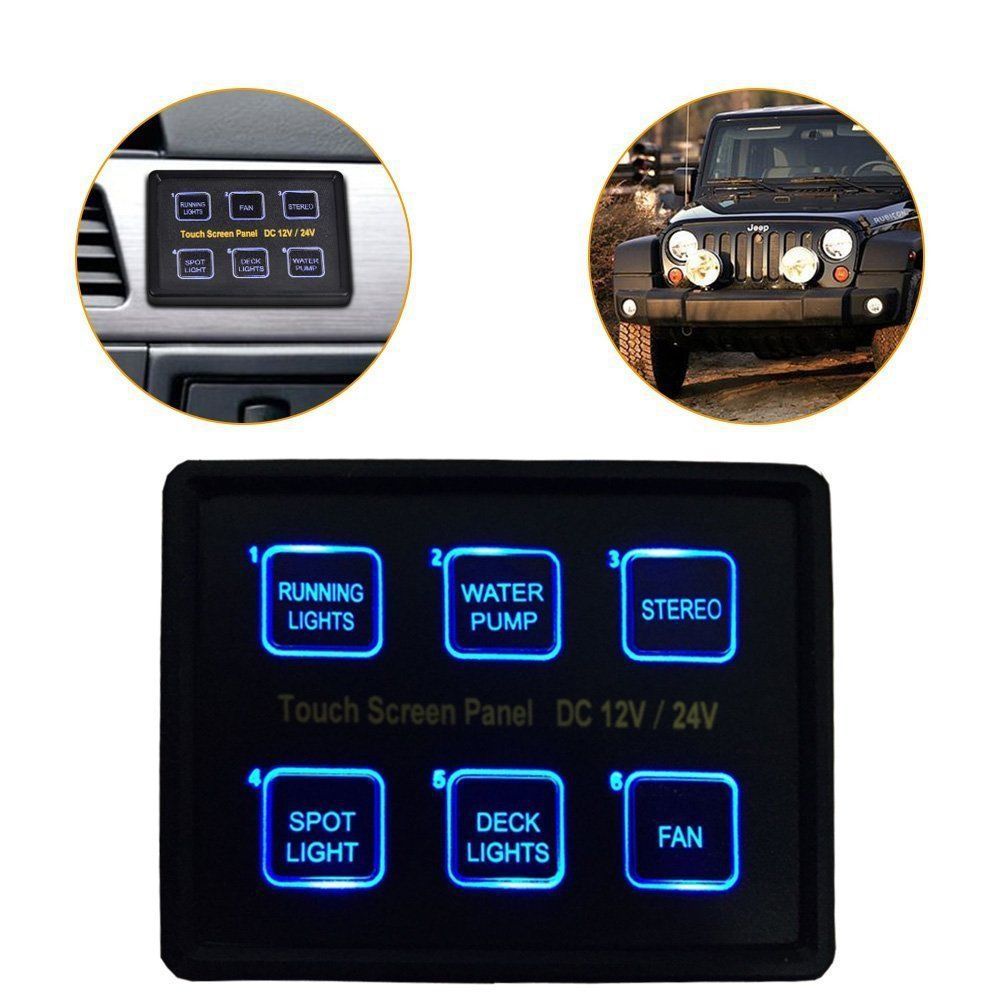Panneau de commutation Wrangler Voiture/Boat/Bus Modification Panneau de commutation tactile 6-Way