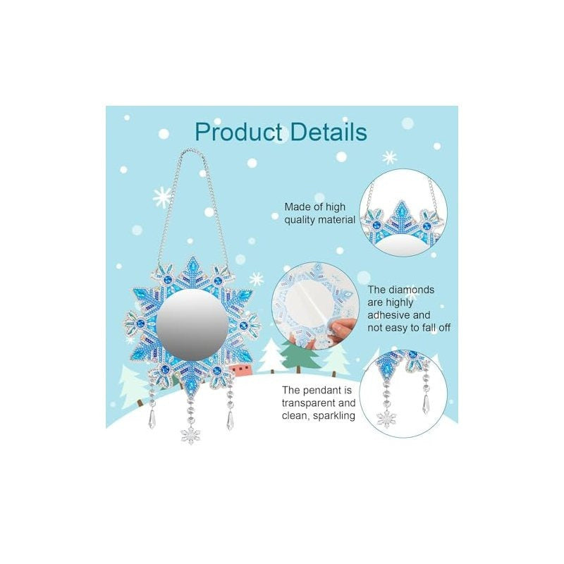 Diamond Painting Mirror Craft Set — Set de bricolage décoratif avec design de flocons de neige et El décoratif
