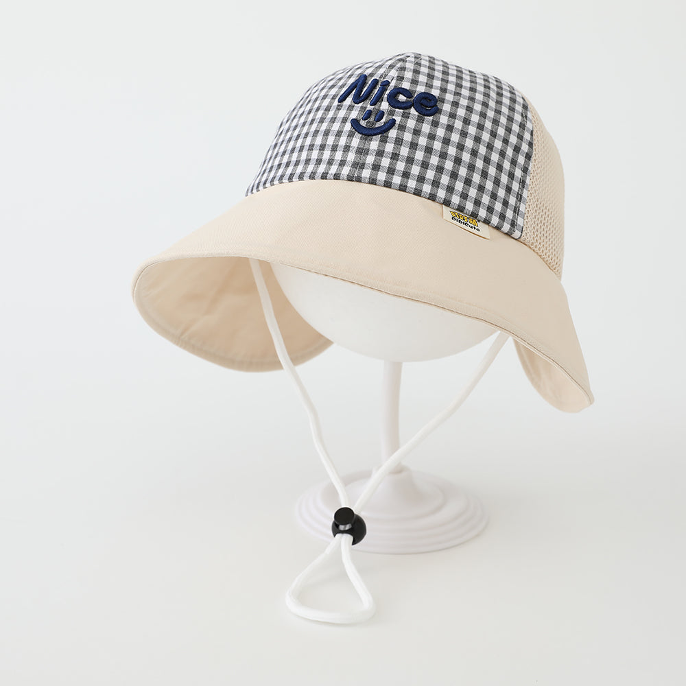 Été Garçons' et les filles' large bordé rayé brodé lettre style casual pêche chapeau F