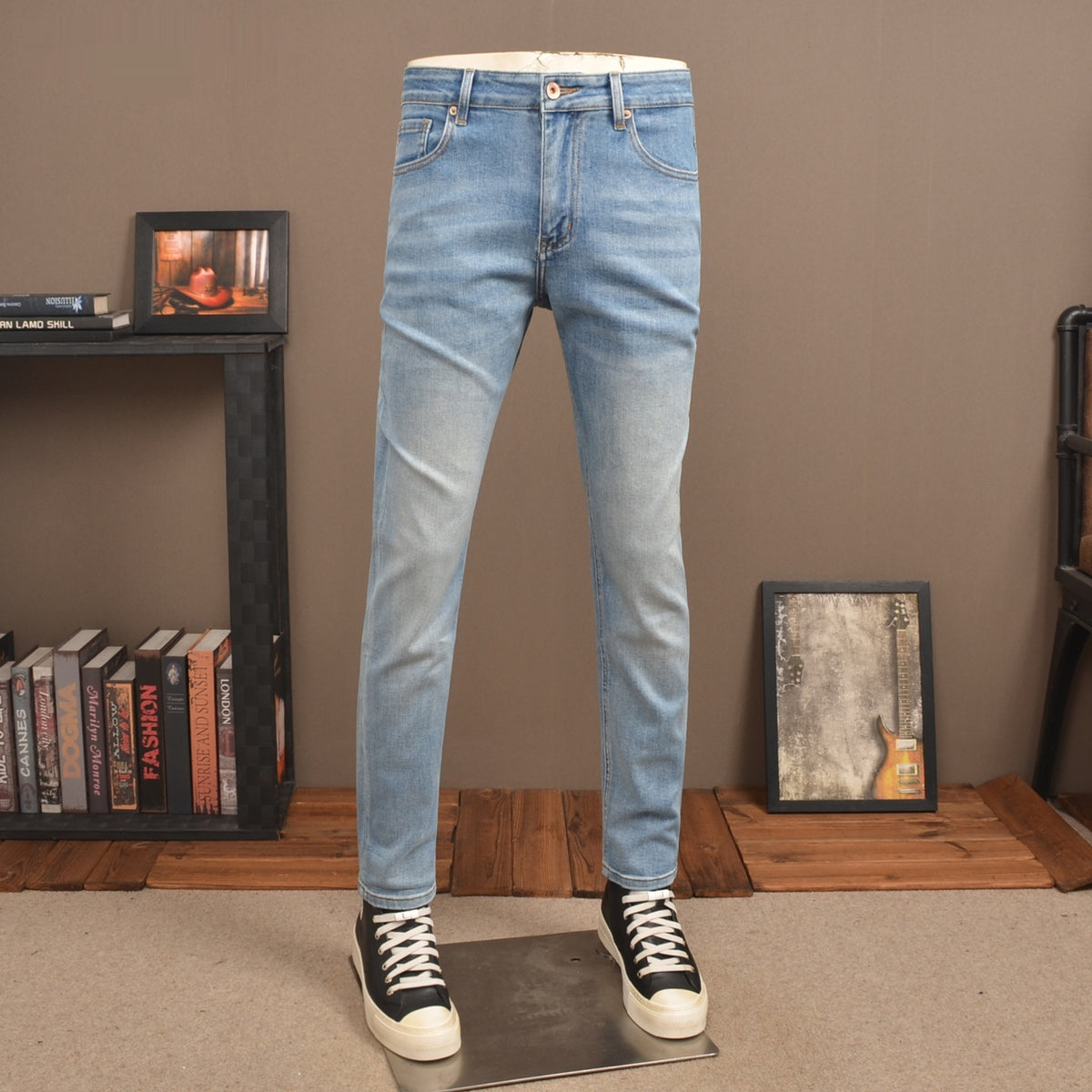 Jeans Denim bleu clair style rétro