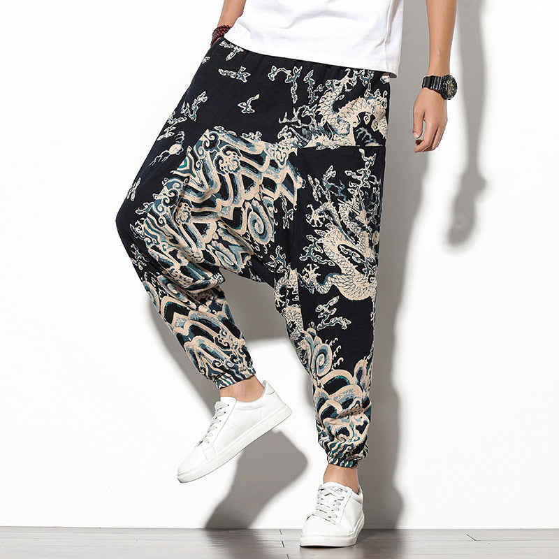 Été Bohème Loose Large-leg Eléphant Flower Beach Pantalons