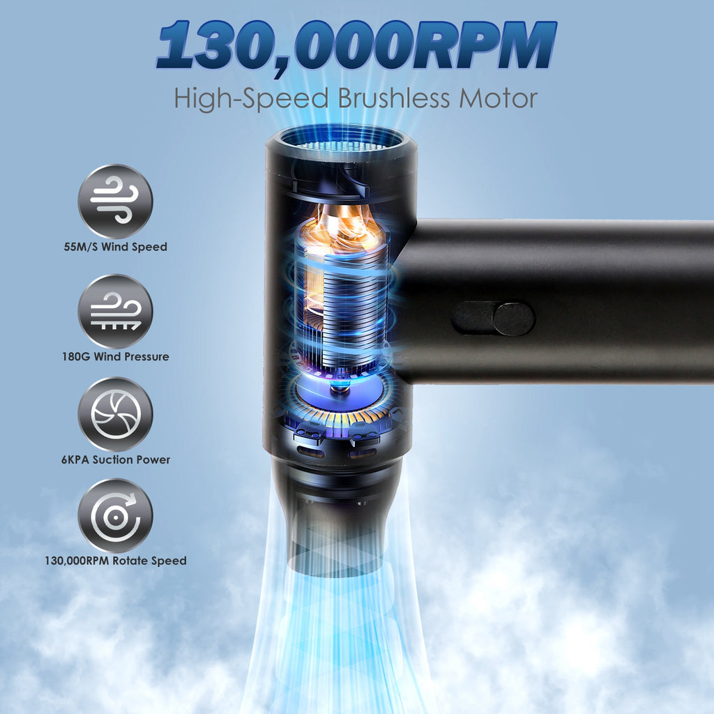 Moteur à air comprimé de type Pro sans brosse 130000RPM Vitesse variable sans marche 1WmAh Bat