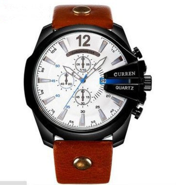 Montre homme à trois yeux décorée en grand cadran mode