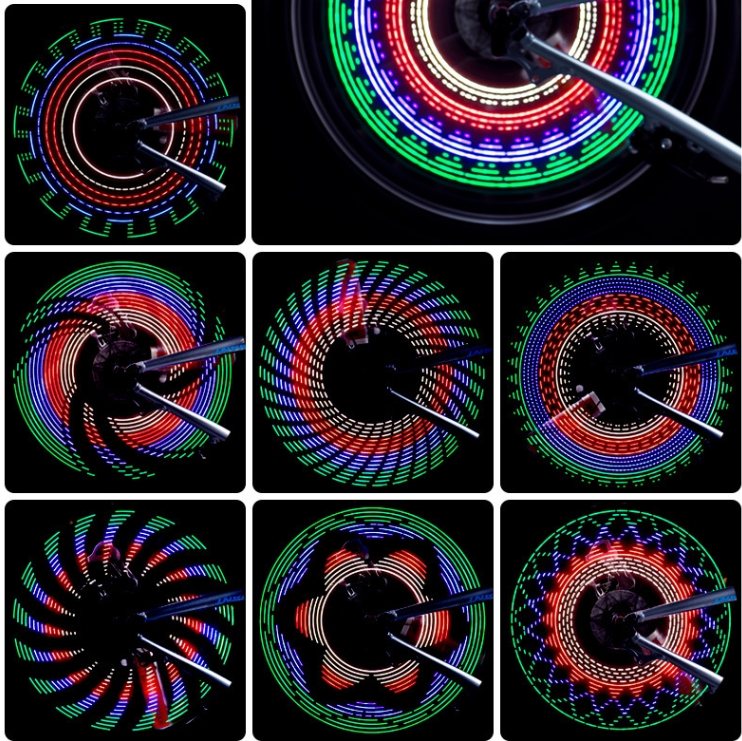 Lampes de vélo LED étanches Bande de lampe de roue 32 Patterns