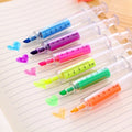 6 stylos surligneurs fluorescents Syringe