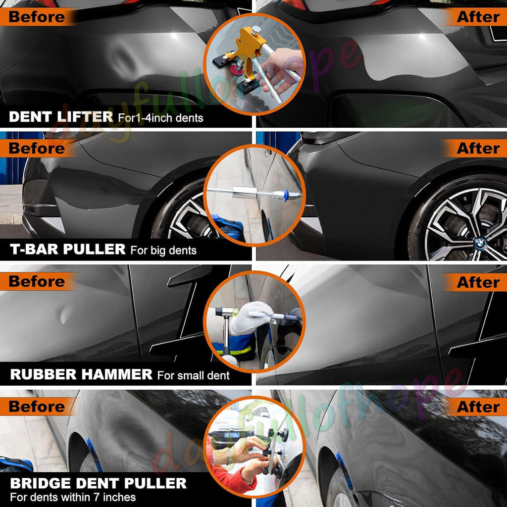 PDR Tools Paintless Car Kit Pull Dent Lifter Hail Repair Tabs Glue Gun