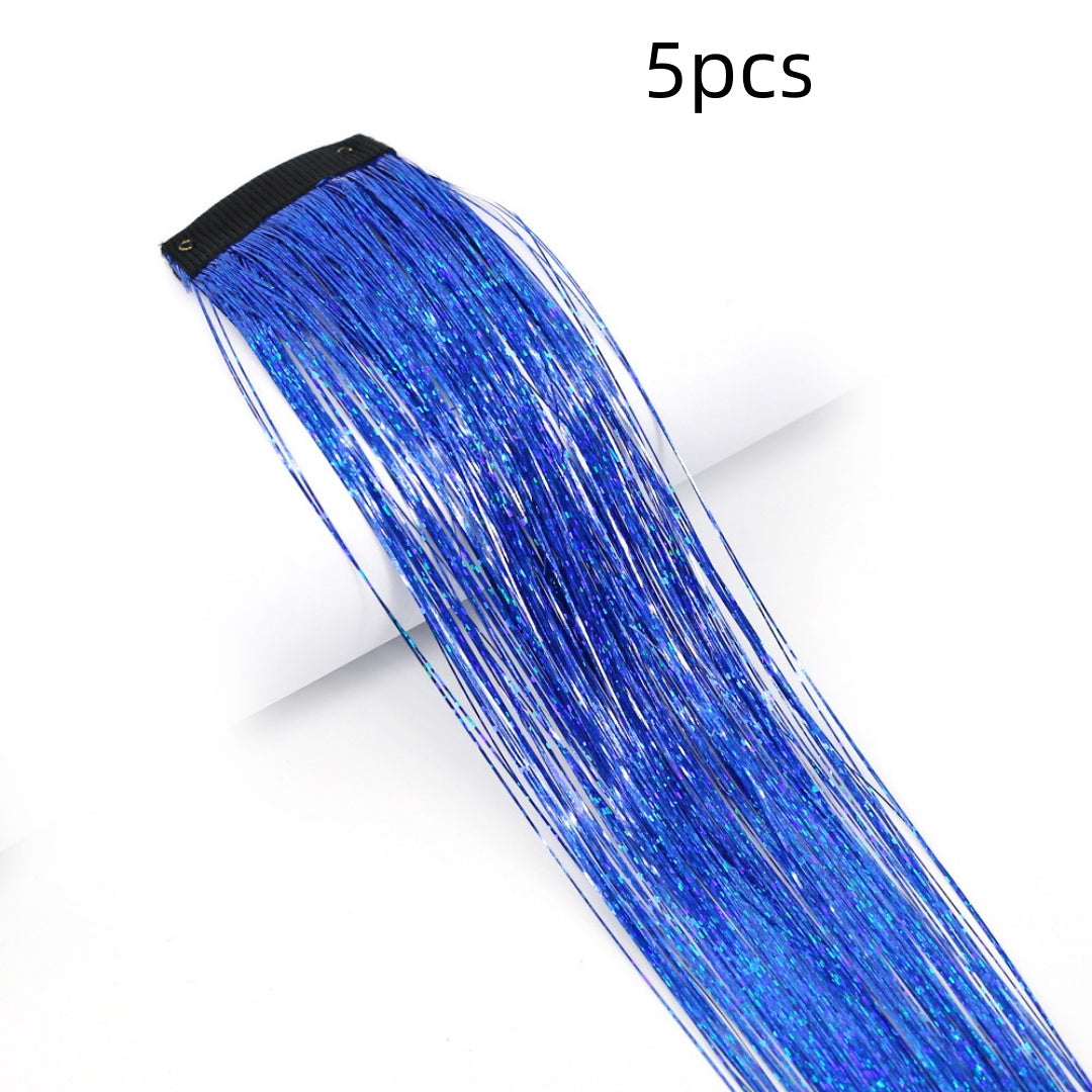 BB Clip-in Golden-Thread Perruque Shimmering Rainbow Extensions de cheveux