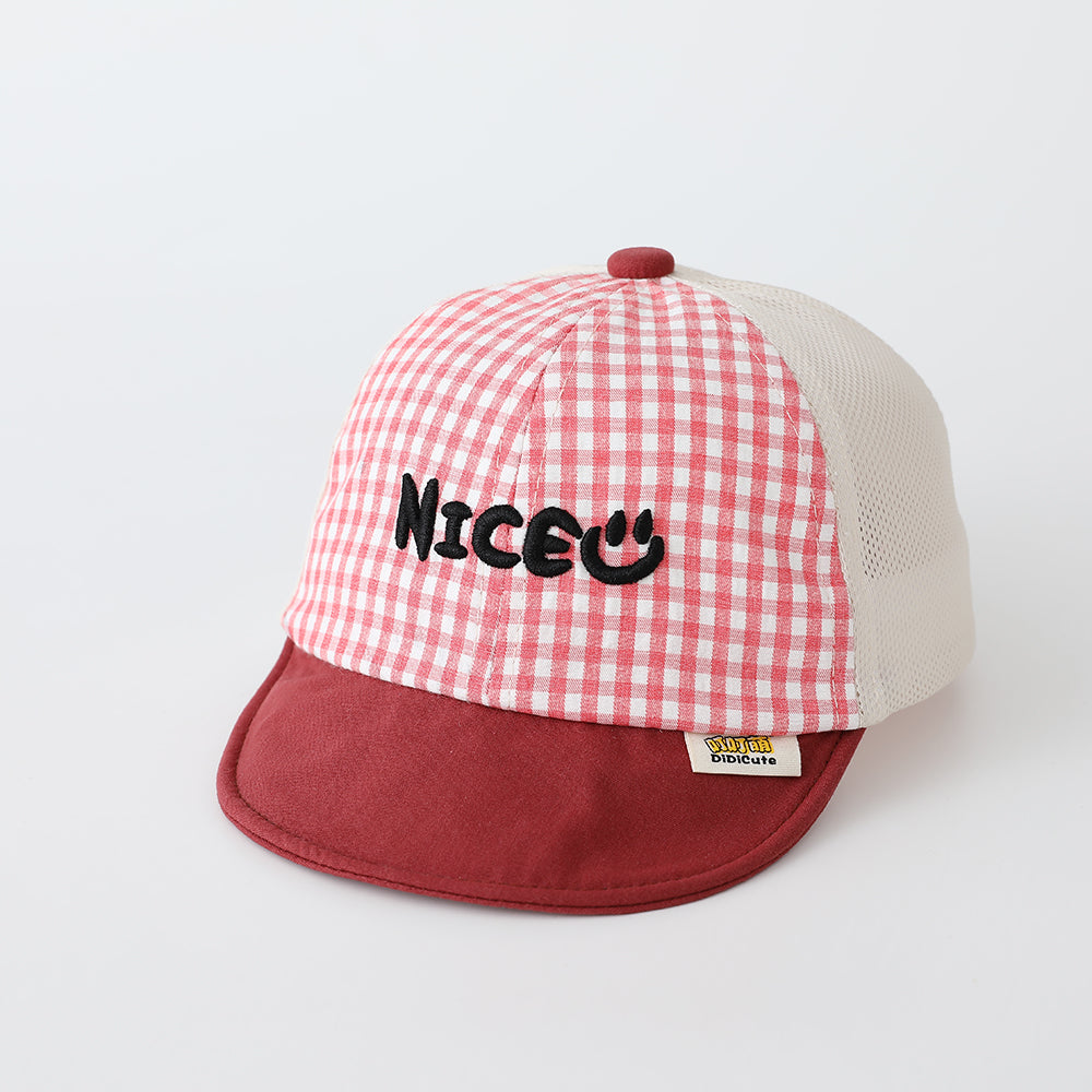 Summer Boys' and Girls' Check-pattern Lettre brodée NICE Patchwork Casquette de baseball est Su