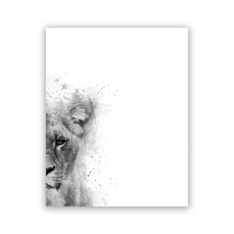 Noir et blanc animal abstrait Aquarelle Peinture Affiche murale Décoration Peinture