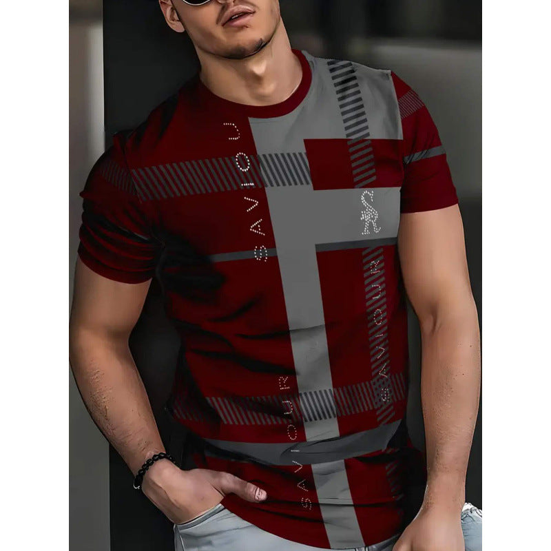 T-shirt homme à manches courtes Business Casual Series Impression numérique 3D