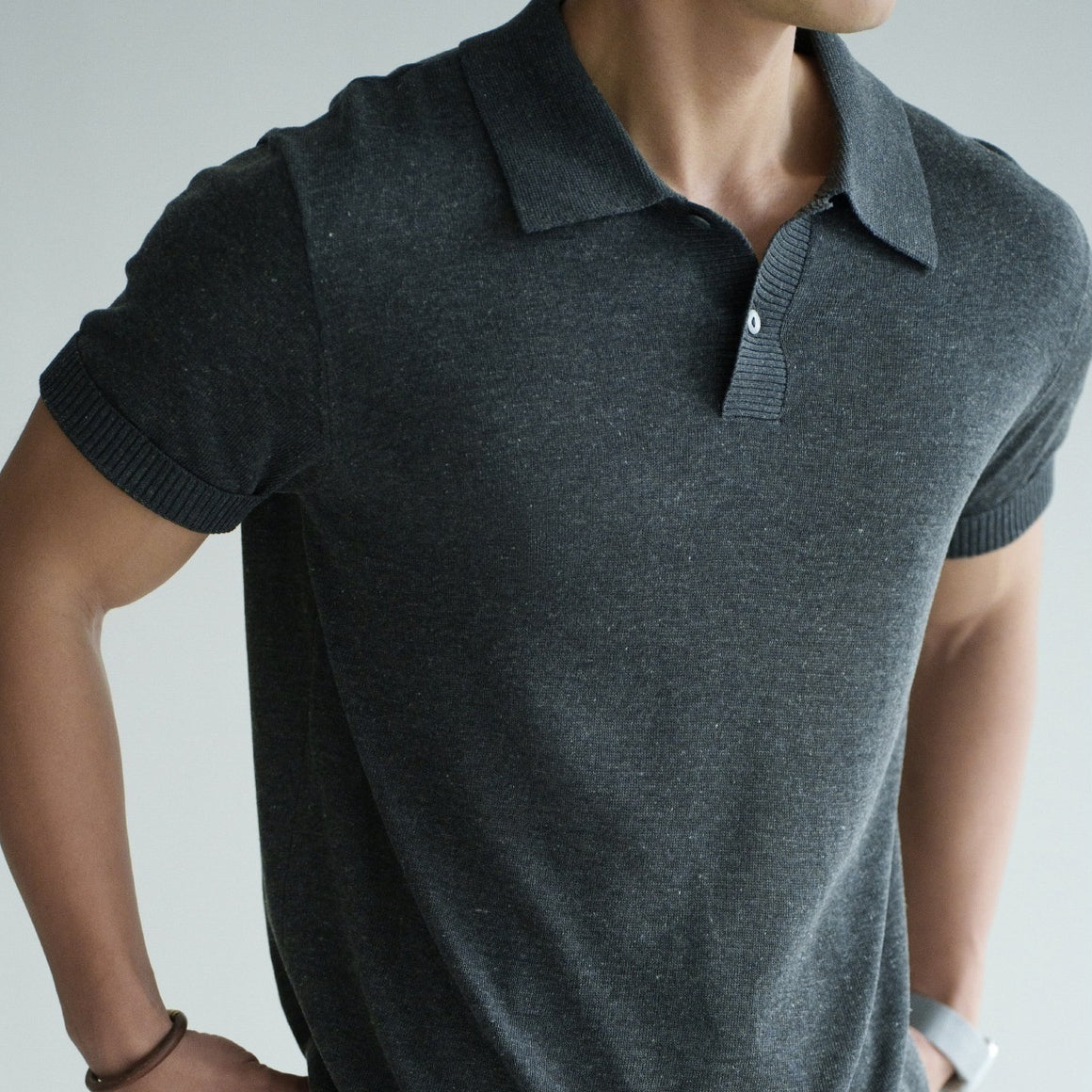Tencel-linen T-shirt à manches courtes à texture florale mélangée