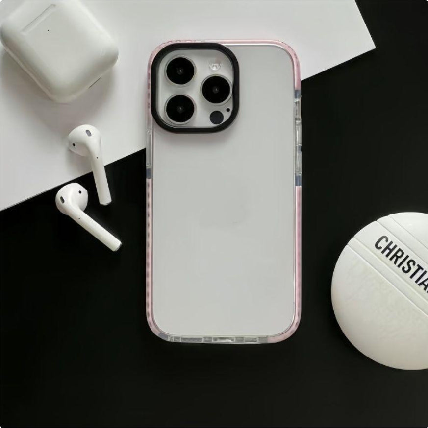 Color-Block Macaron Shatterproof Transparent Phone Case