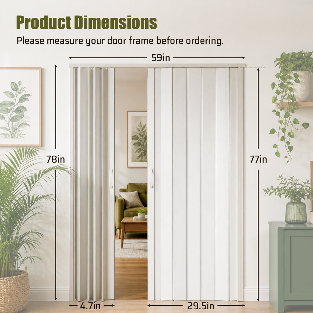 Porte pliante à accordéon en PVC 59"x77"