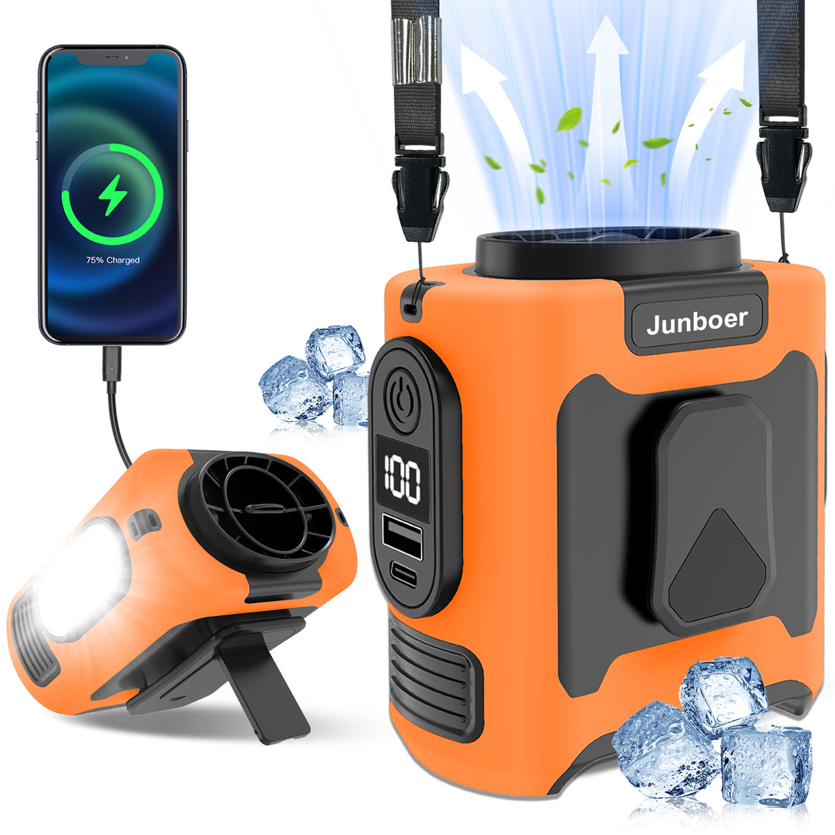 16, 000 Rpm 10000mAh Ventilateur de taille portable, pince sur ceinture portable Eventail personnel, rechargeable