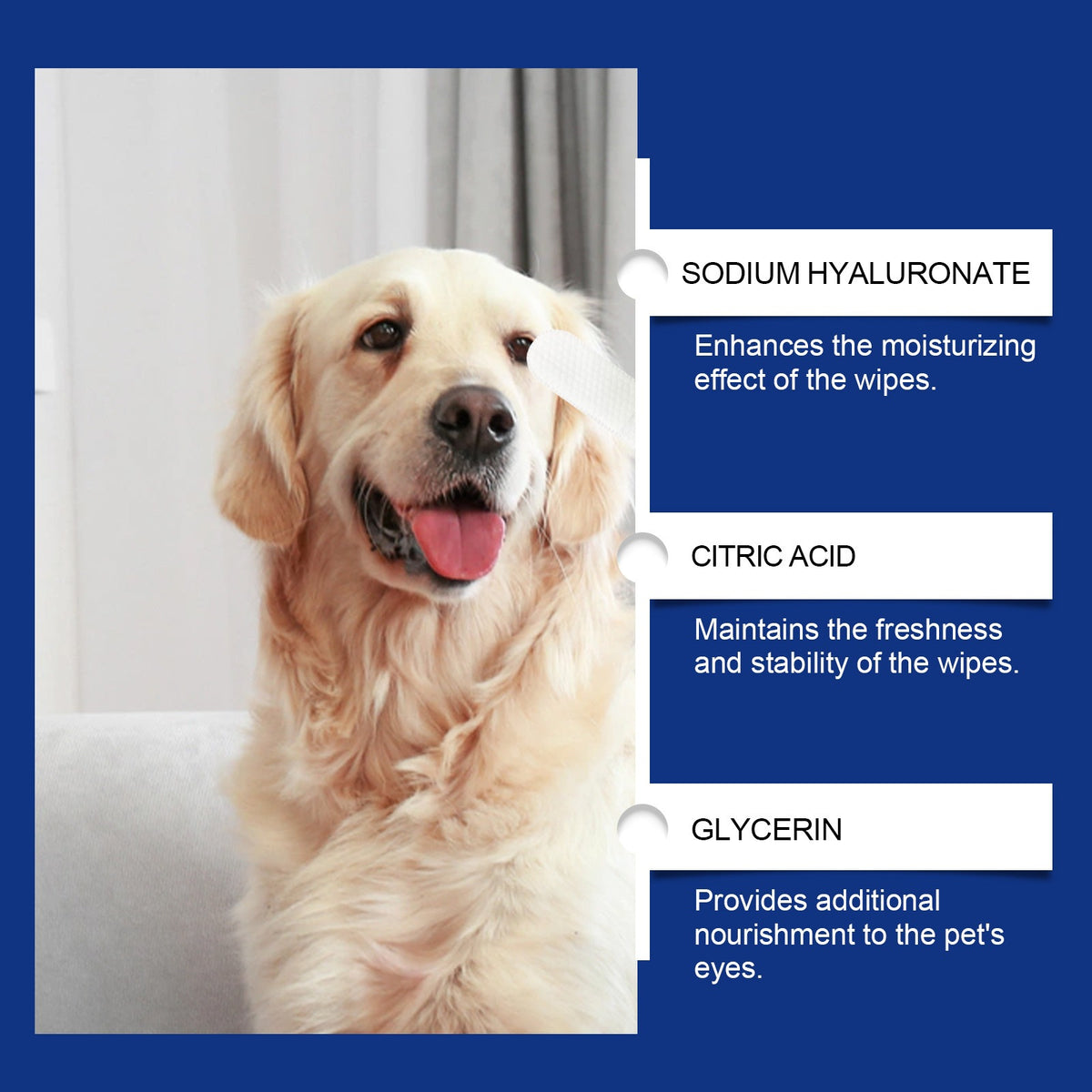 Eeljoy Animaux Nettoyage des yeux Wipes de doigts Chat et chien Taie Nettoyage des yeux