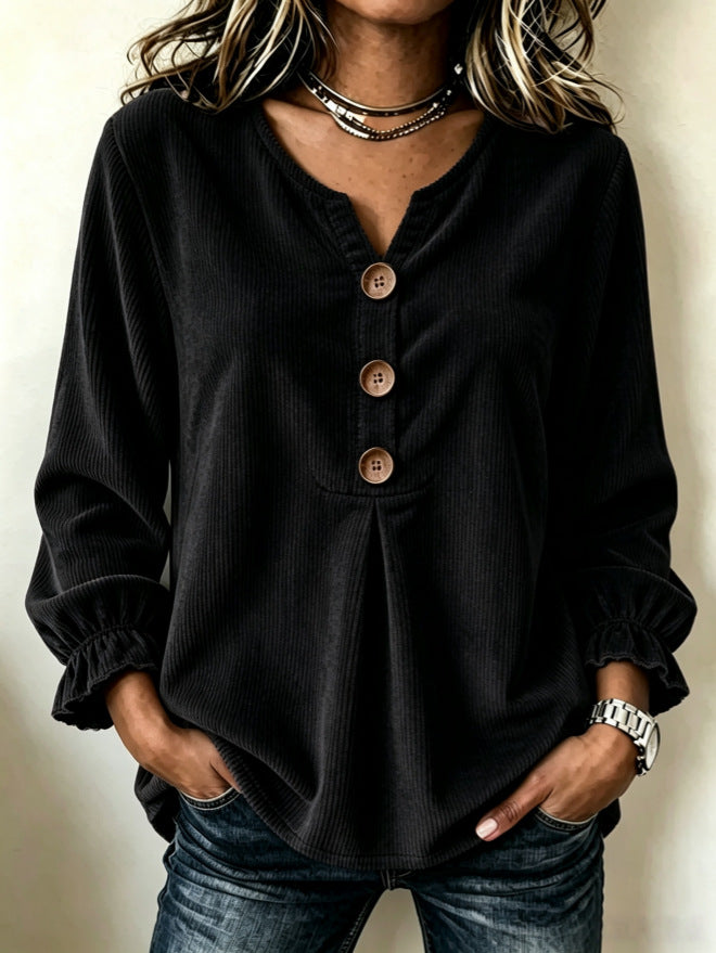 Blouse Corduroy à manches longues pour femmes