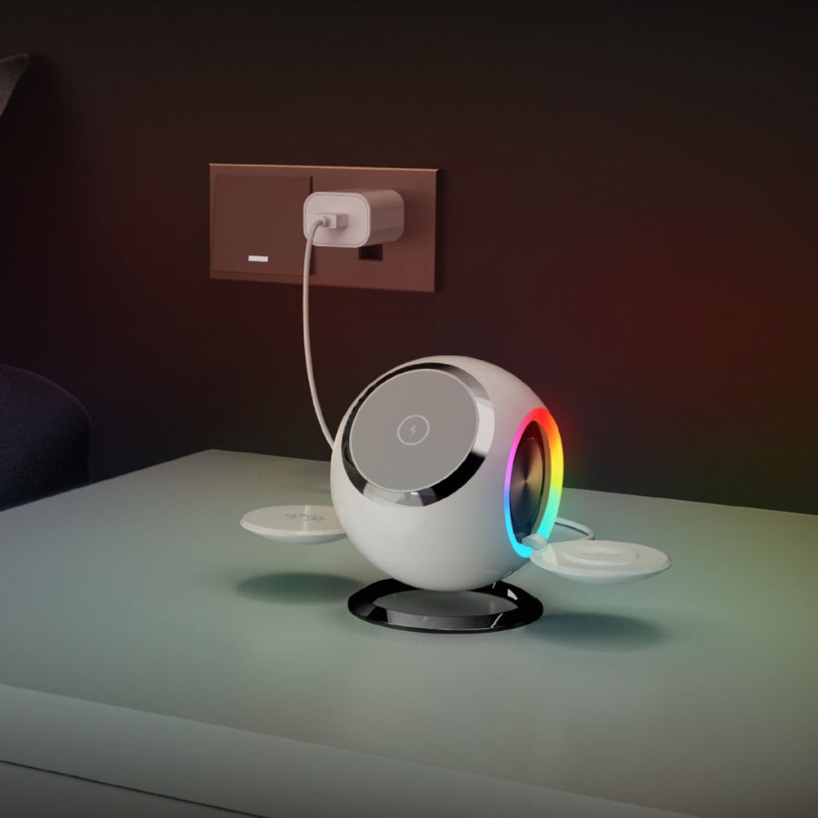 Chargeur sans fil magnétique vertical de lumière d'ambiance sphérique