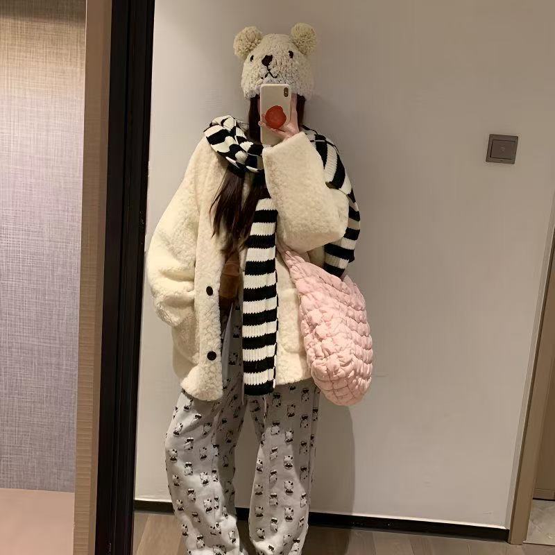 Manteaux de mouton Femmes Automnehiver En peluche Top