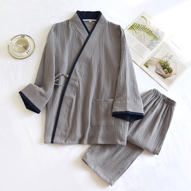 Hommes Kimono Hanfu Pure Cotton Gauze Pajama Set