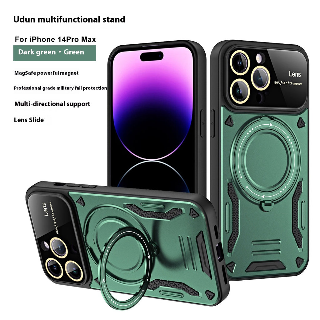 Multifonctionnel Large Fenêtre Magnetic Bracket Phone Case