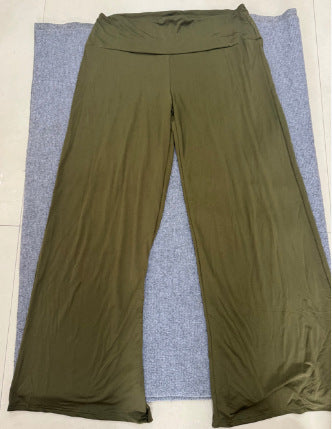Pantoufles en soie de glace drapées à large leg Plus taille Yoga Long Pantalons Fitness Style