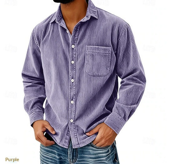 Chemise Homme Corduroy Corduroy rayée anti-rides sans fer