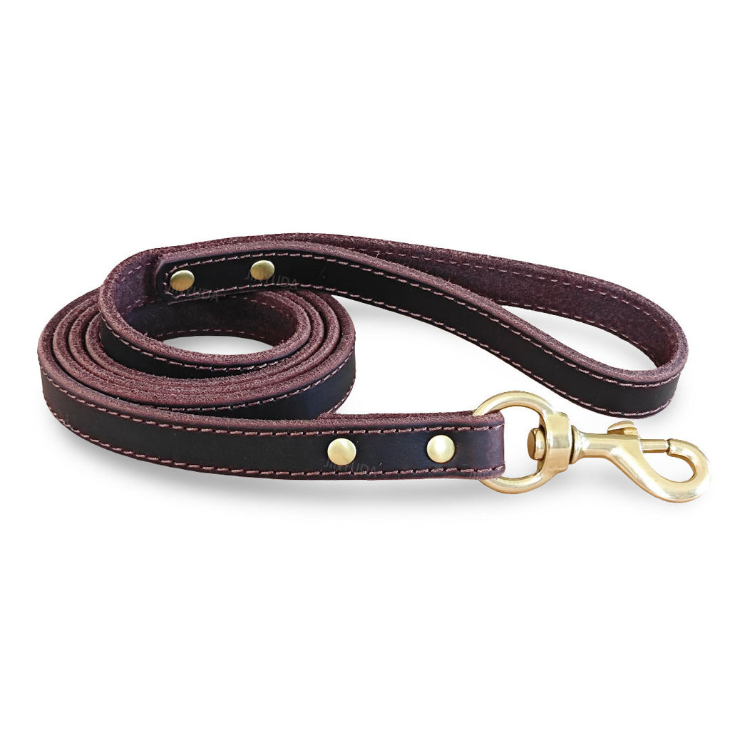 Poignée de chien Poignée de chien véritable Corde en cuir en laiton