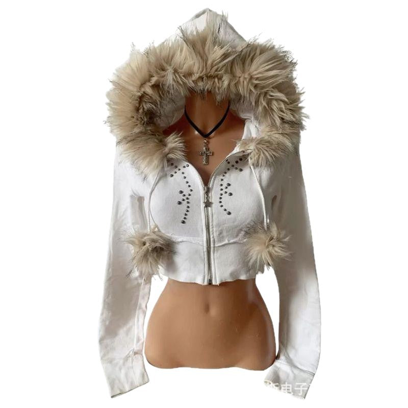 Arrivée Retro Casual En peluche douce et cool Hoodie à capuche