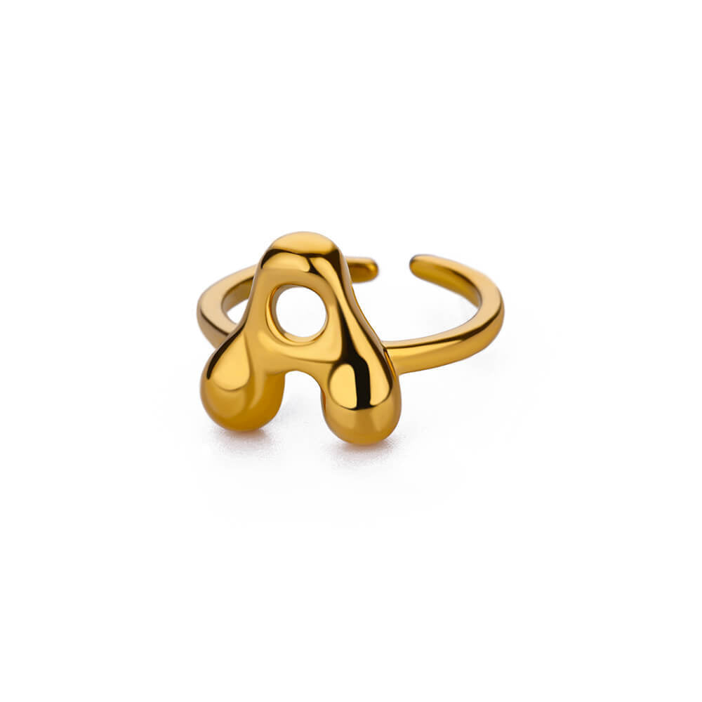 Cute Bubble Letters Anneau en or plaqué or 18K