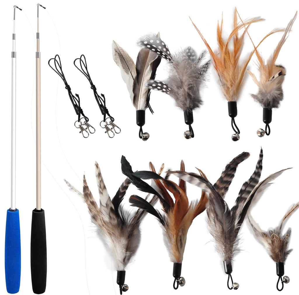 Jouets de chat - Pas de jouets de plumes de chat à colorant chimique pour les chats d'intérieur - Inclure la baguette de chat et le Natu