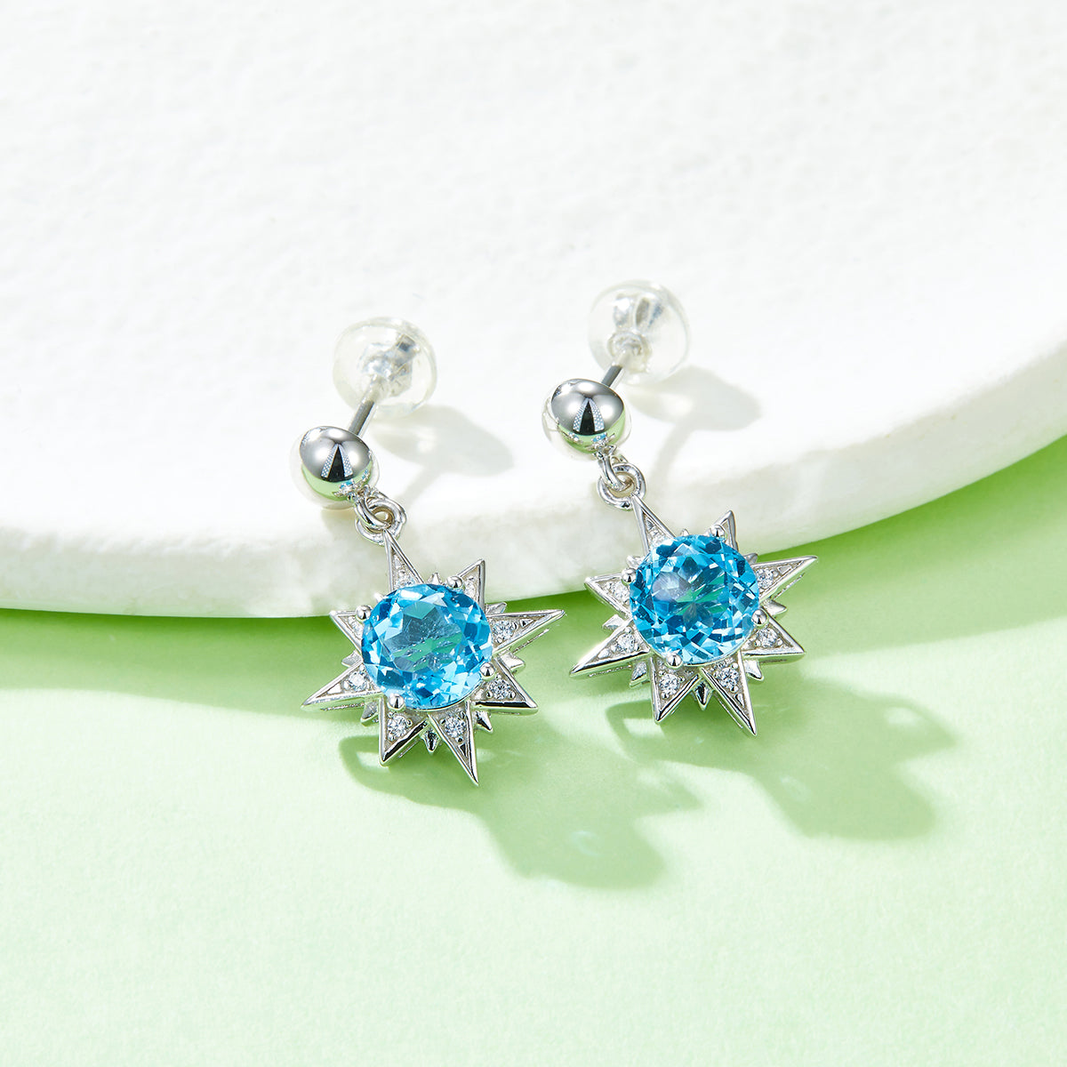 S925 Boucles d'oreilles d'étoiles en argent sterling
