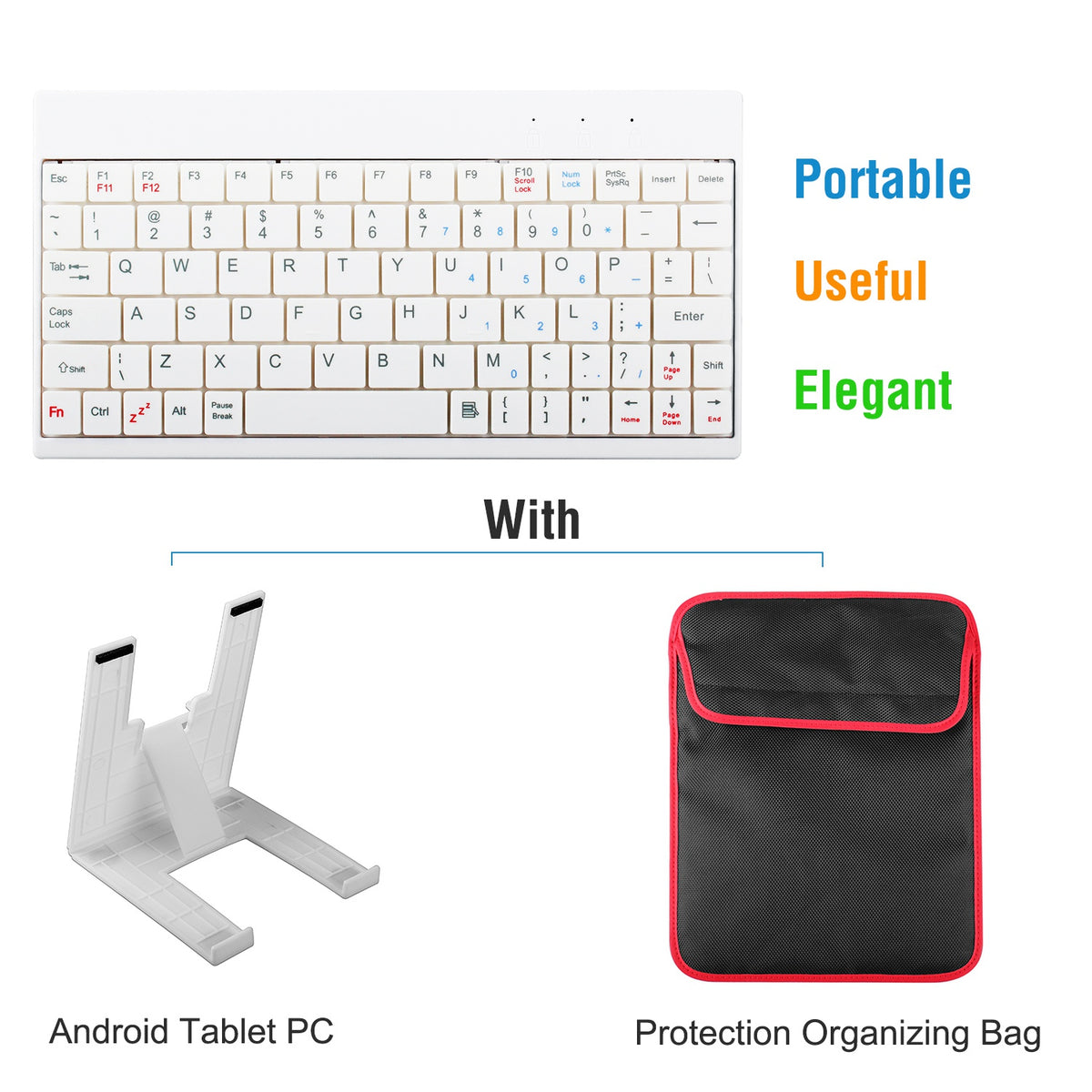 80-Key Wired Keyboard Mini USB Connector Portable Durable Keyboard with Carry Ba
