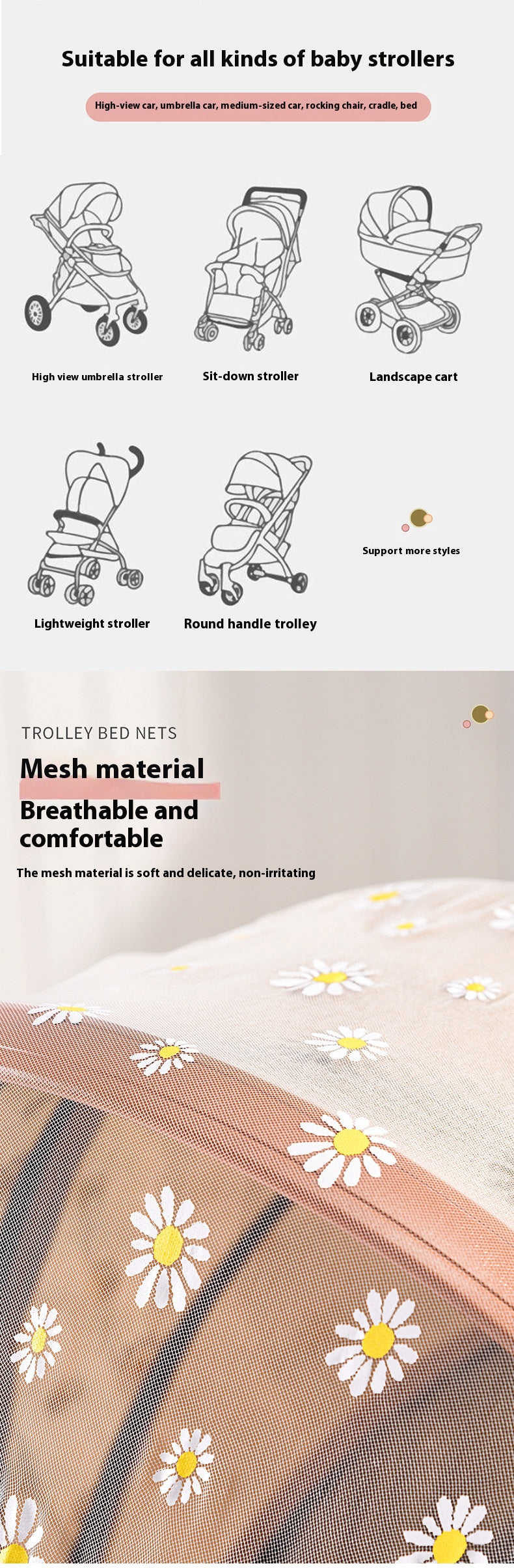 Infantile Mosquito Net Poussette d'impression de type complet