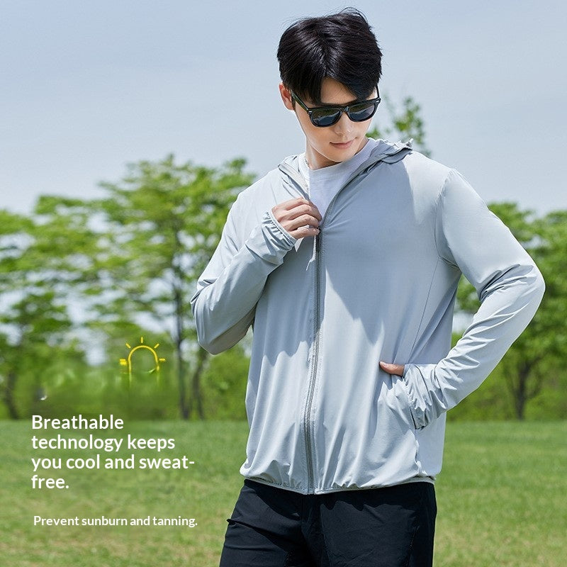 Ice Silk Sun Protective Top Mens Veste avec une preuve UV brim et respirant