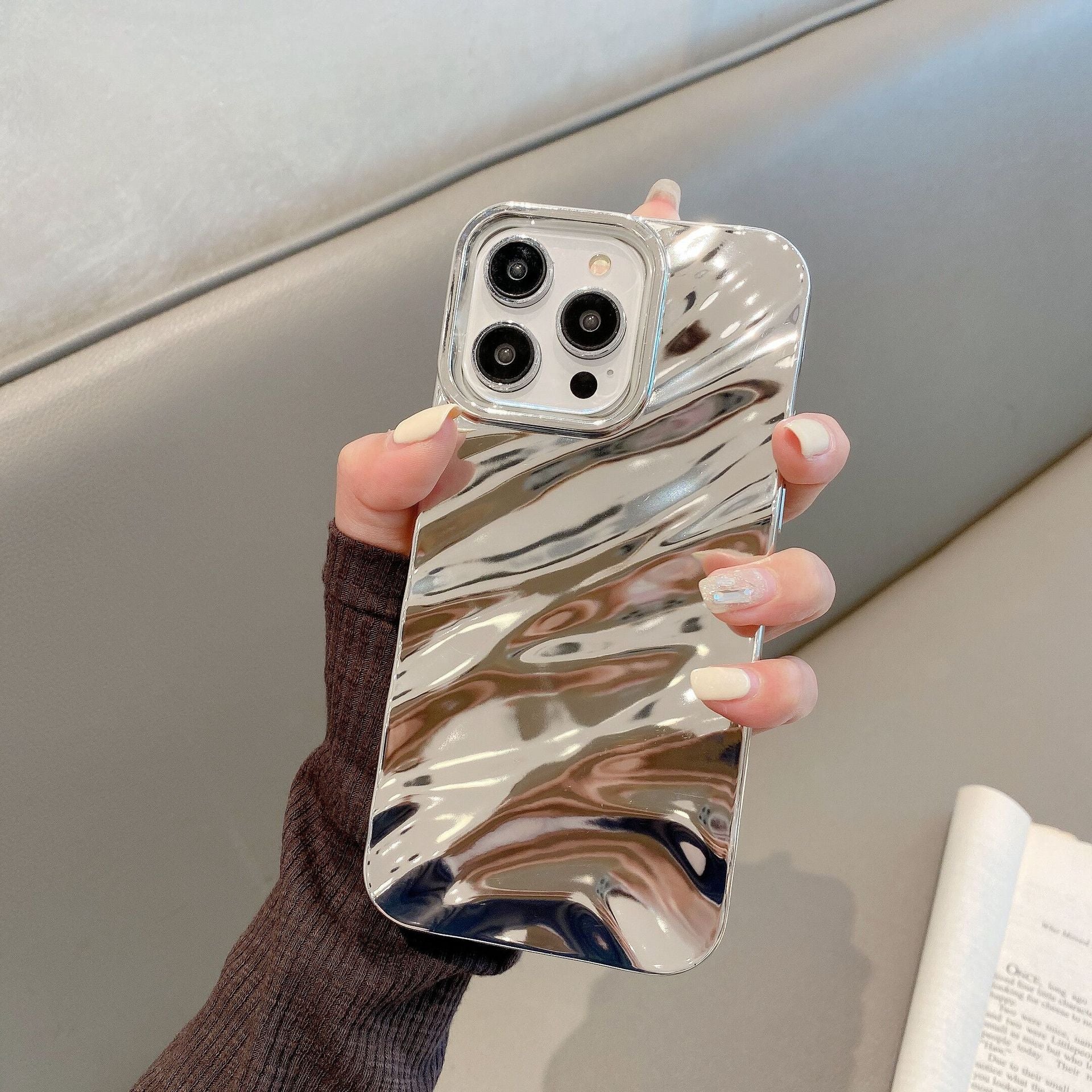Housse de téléphone plissée de couleur solide anti-chute