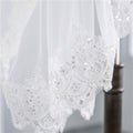 Short Veil Soft Mesh Dentelle pailletée Blanc Ivoire
