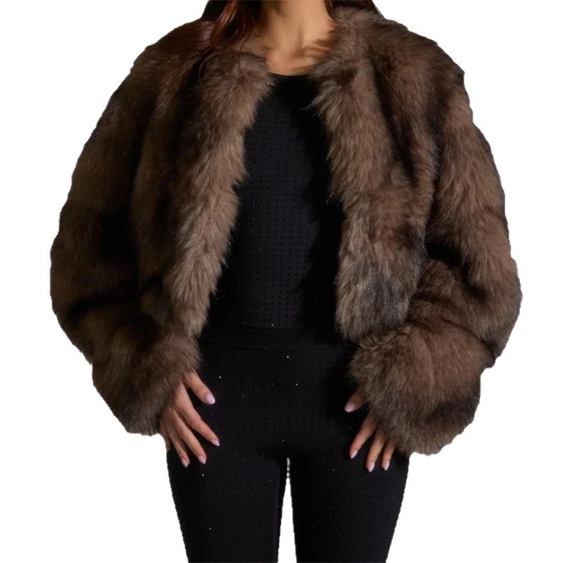 Manteau de fourrure féminine élégant Chic et chaud