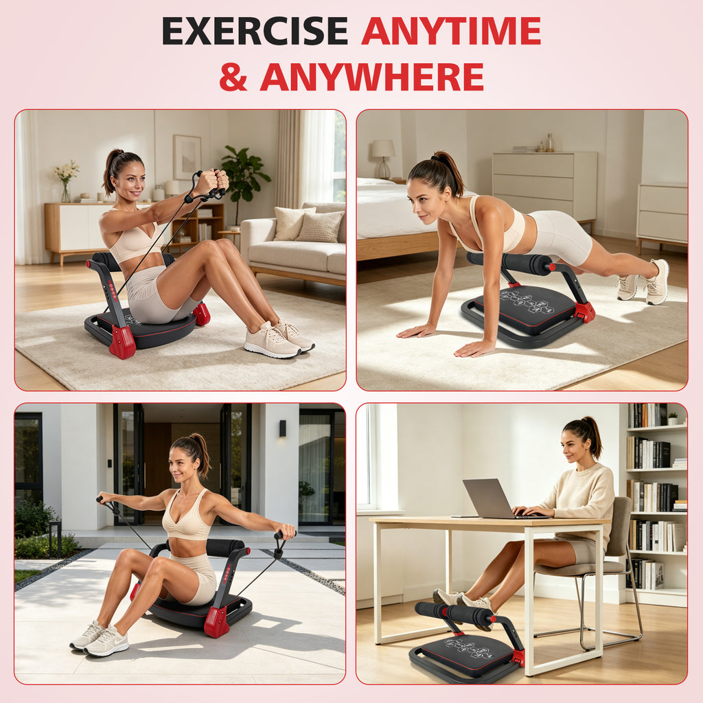 Ab Core Trainer Machine abdominale pour gymnastique domestique avec bandes de résistance Rouge