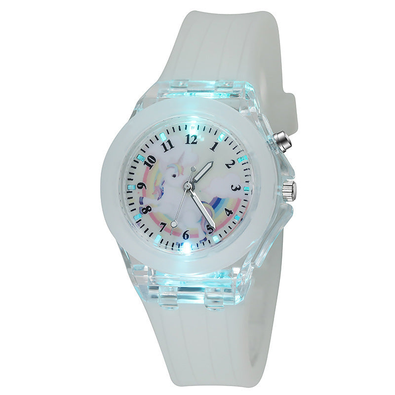 Licorne Lumineuse Silicone Quartz Montre pour les enfants et les enfants de l'école primaire