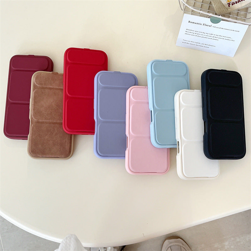 Solid Color Flip Cover Stand Anti-Drop Phone Case