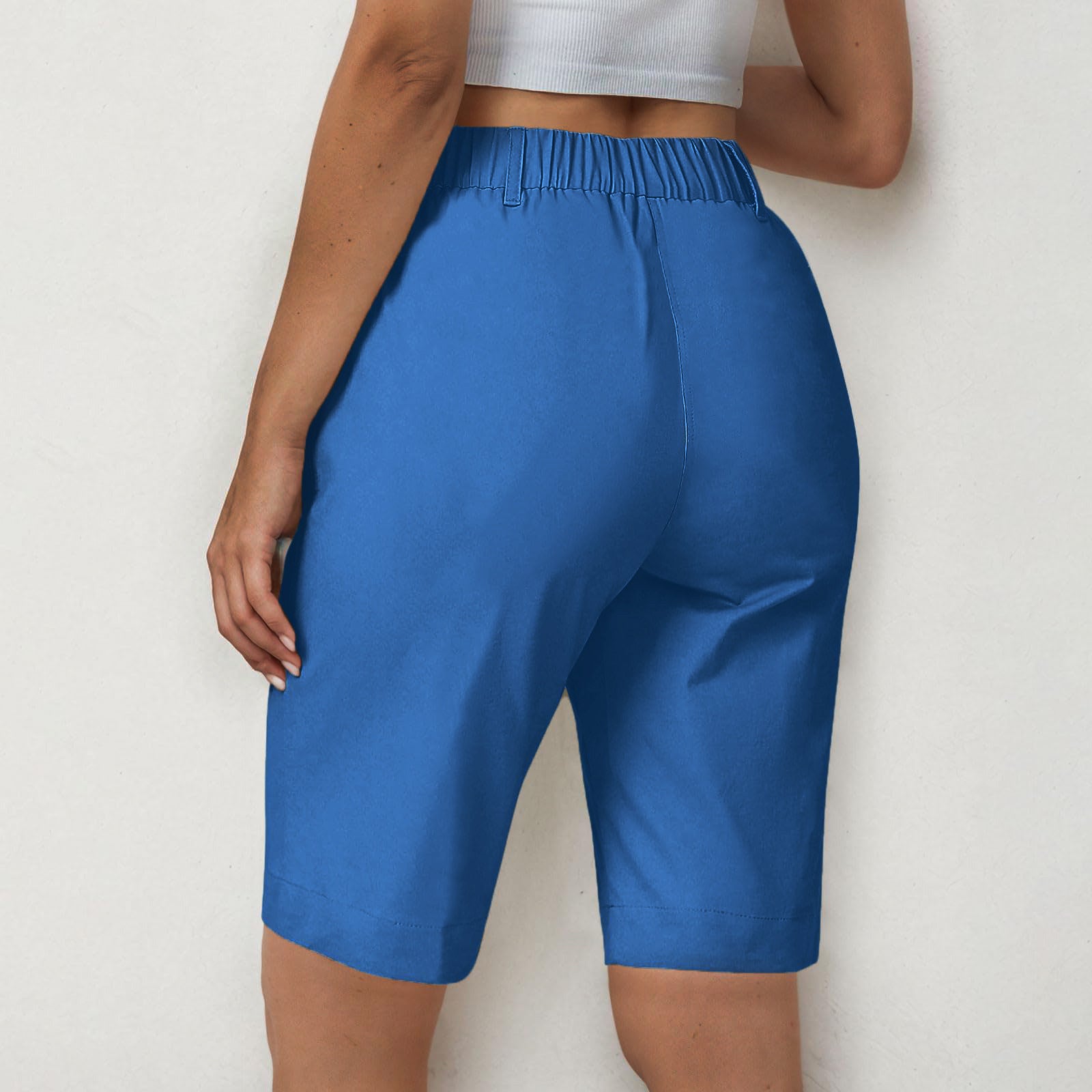 Été mince taille respirante taille short femmes droit occasionnel multi-couleur mi-longueur