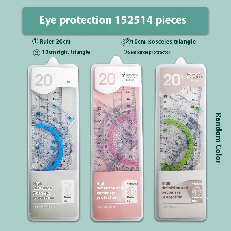 Youpai Ruler Sets Dessin acrylique transparent Protracteur carré quatre pièces