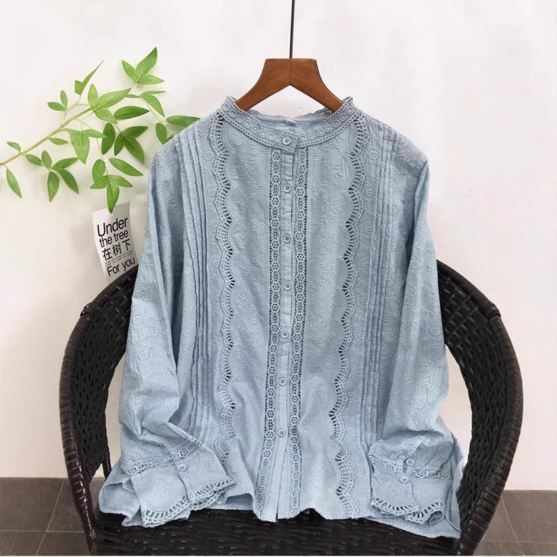 Chemise en dentelle brodée pour femmes