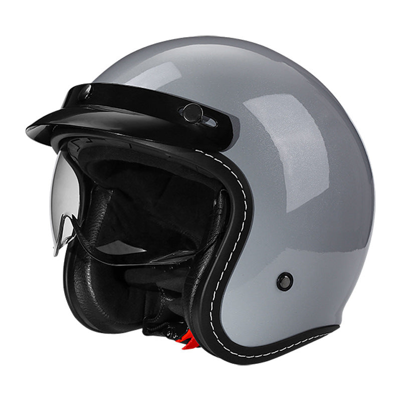 Casque de moto vintage avec visière intégrée rétractable
