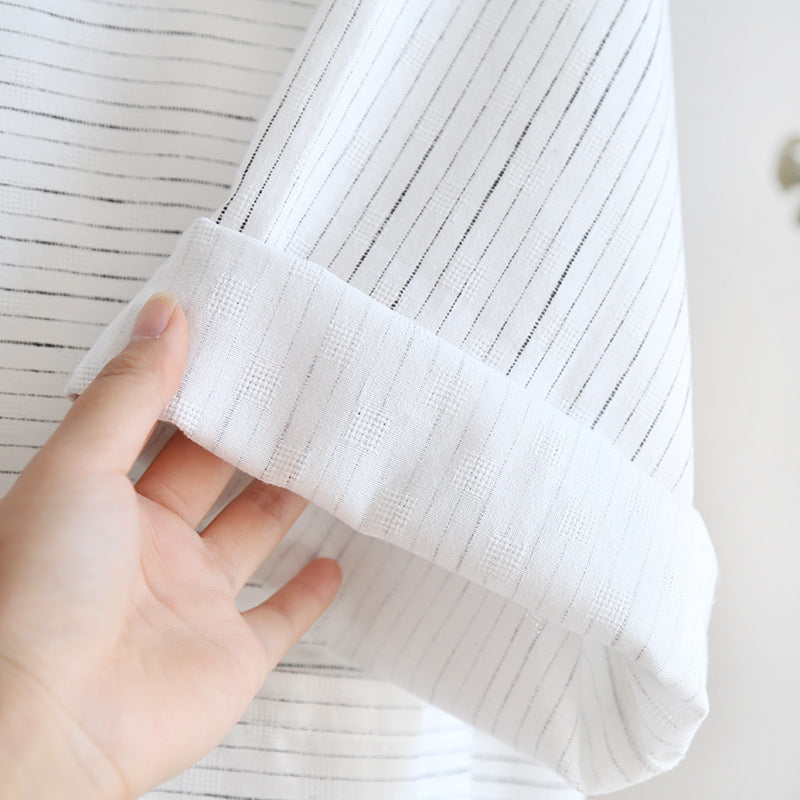 Été Jacquard Gauze coton Kimono mince maison peignoir simple