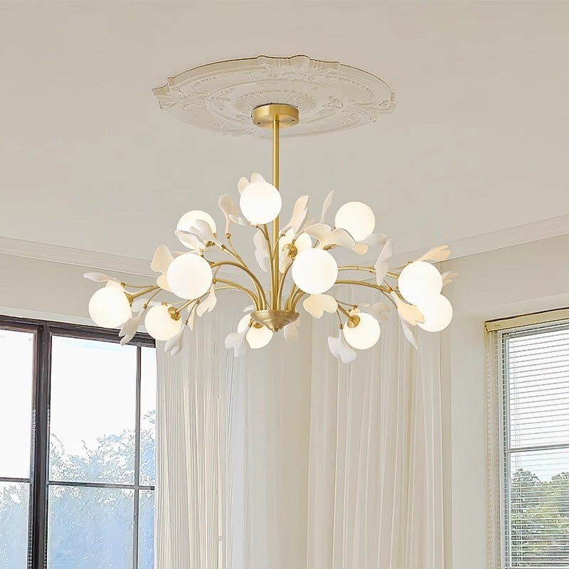 Creamy French Style Chandelier Living Room